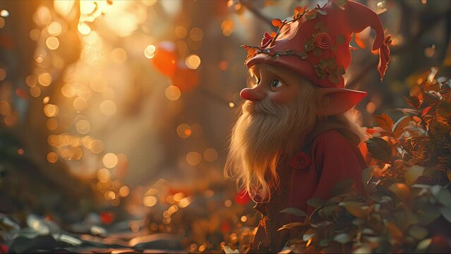 Super cute Valentine's Day gnomes in a forest of hearts. Created with Generative AI.