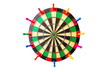 Precision in Flight: A Darts Dance on a White or Clear Surface PNG Transparent Background.