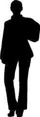 Silhouette of a man carrying a bag on his shoulder.