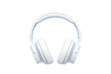 a white headphones on a blue background
