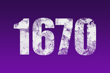 flat white grunge number of 1670 on purple background.	