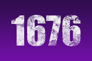 flat white grunge number of 1676 on purple background.	