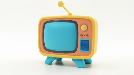 Retro TV charm in a 3D clay render, highlighted on a white background, for a clean, high-res display