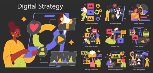 Digital Strategy. Flat Vector Illustration