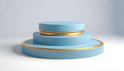 Blue gold podium isolated on white background