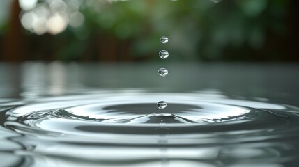 Serene White Drop Cascading into Milk-White Lake with Ripples - 3D Aesthetic Tranquility and Purity
