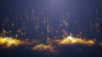 Waves of computer code. Binary code big data.