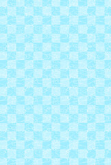 和柄　市松模様　流水文　文様　素材　和風　和紙　水色　シンプル　暑中見舞い　お中元　メッセージカード　縦長