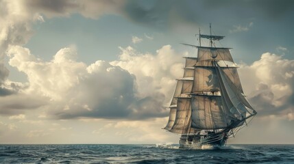 Fototapeta premium sailing ship in the sea