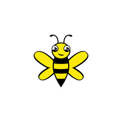 Cartoon bee logo icon isolated on white background