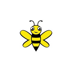 Cartoon bee logo icon isolated on white background