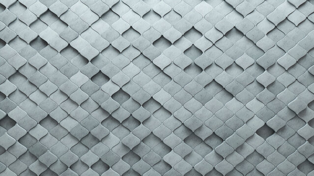 Arabesque, Concrete Wall background with tiles. 3D, tile Wallpaper with Polished, Semigloss blocks. 3D Render
