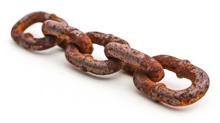 Obraz premium rusty chain link Isolated on white background. Concept of rusty equipment for designer
