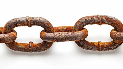 Obraz premium rusty chain link Isolated on white background. Concept of rusty equipment for designer