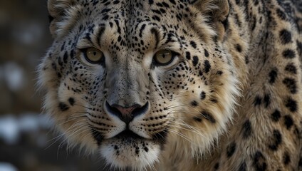Fototapeta premium : The intricate patterns adorning the sleek fur of a prowling snow leopard