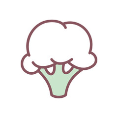Cute cauliflower icon. Hand drawn illustration of a cabbage isolated on a white background. Vector 10 EPS.