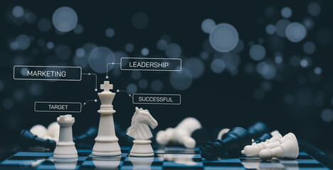 Chess board for business strategy and leadership assignment concept of team player or business team...