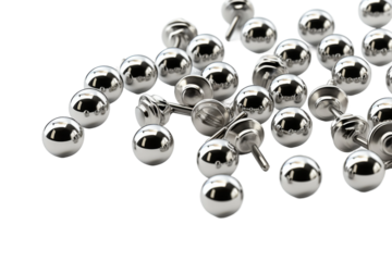 Dance of the Metal Spheres on a White or Clear Surface PNG Transparent Background.