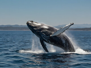 Fototapeta premium whale jumping out of water