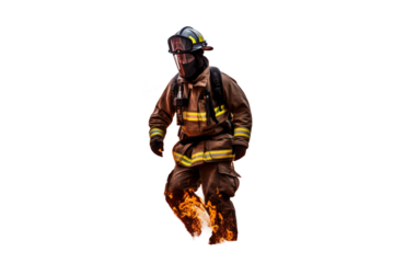 Daring Firefighter Soars With Grace on a White or Clear Surface PNG Transparent Background.