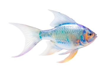 The Majestic Dance of the Blue and White Fish on a White or Clear Surface PNG Transparent Background.