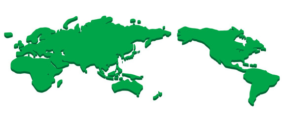 立体的なシンプルな世界地図　背景透過　ベクター素材