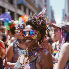 pride parade featuring diverse participants and vibrant colors