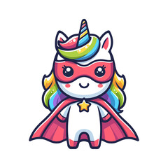 cute unicorn hero icon character