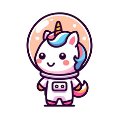 cute unicorn astronaut icon character