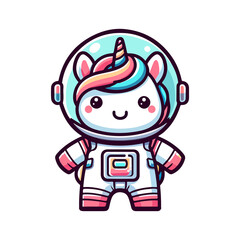 cute unicorn astronaut icon character