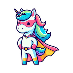 cute unicorn hero icon character
