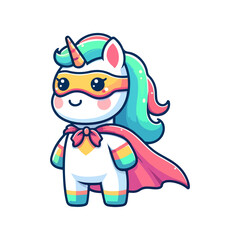 cute unicorn hero icon character