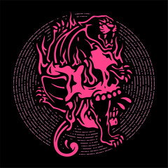 vector illustration tracing artwork of a skull head and panther burning flame. Can be used as Logo, Brands, Mascots, tshirt, sticker,patch and Tattoo design.
