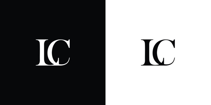 Abstract serif letter LC logo in black and white color for beauty and wedding design logo vector inspiration