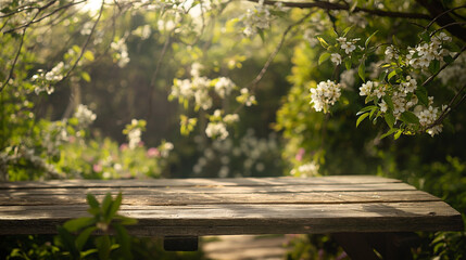 Naklejka premium Wooden table garden