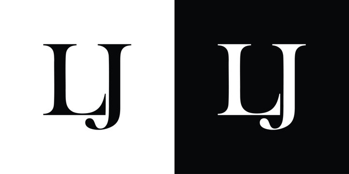 Abstract serif letter LJ logo in black and white color for beauty and wedding design logo vector inspiration