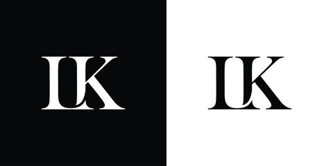 Abstract serif letter LK logo in black and white color for beauty and wedding design logo vector inspiration
