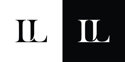 Abstract serif letter LL logo in black and white color for beauty and wedding design logo vector inspiration