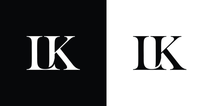 Abstract serif letter LK logo in black and white color for beauty and wedding design logo vector inspiration