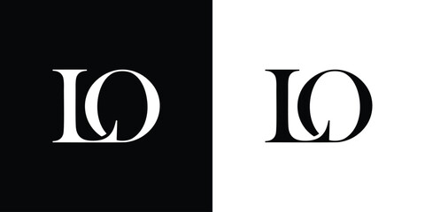 Abstract serif letter LO logo in black and white color for beauty and wedding design logo vector inspiration