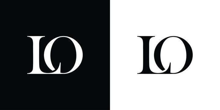 Abstract serif letter LO logo in black and white color for beauty and wedding design logo vector inspiration