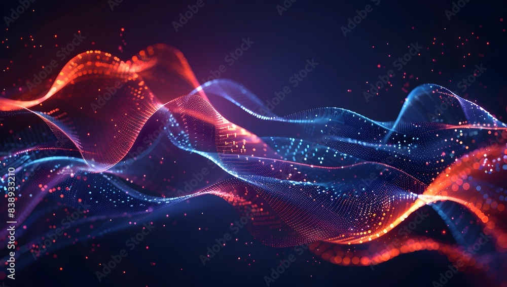 Aufkleber abstract background with glowing blue lines and dots forming a network of connections on a dark back