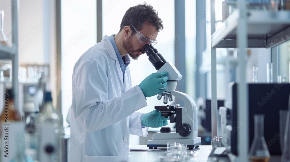 Aufkleber the scientist using microscope