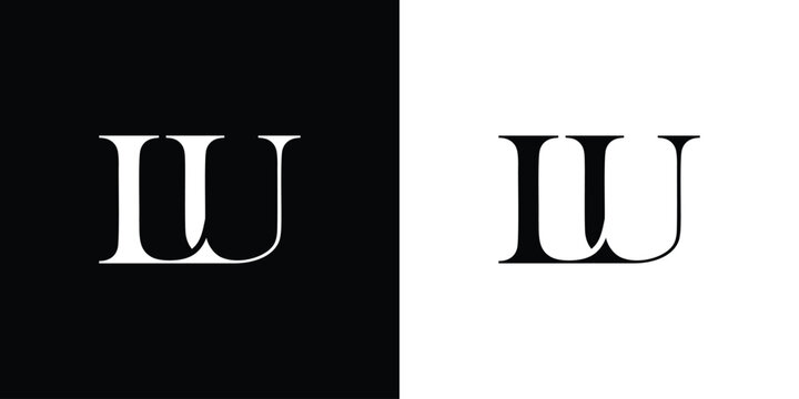 Abstract serif letter LU logo in black and white color for beauty and wedding design logo vector inspiration