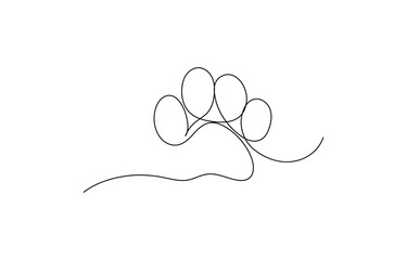 Continuous one line dog paw vector art illustration, Continuous Line Animal Paw Vector Illustration Set - Cat Footprint, Wildlife Silhouette, International Cat Day Art - Pro Vector Collection, 
