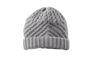 Elegance in Gray: A Knitted Hats Dance on a White or Clear Surface PNG Transparent Background..