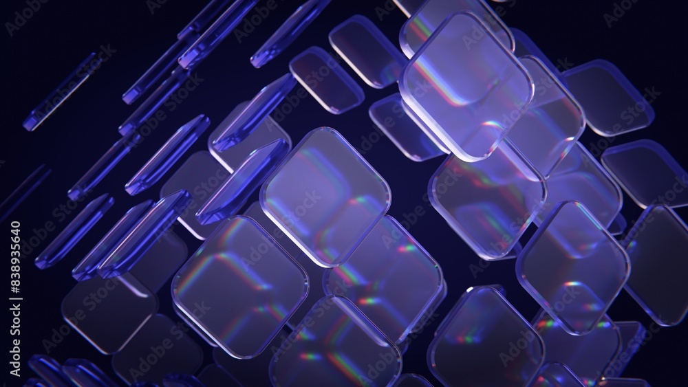 Poster conception dark background design, cube square abstract geometric blocks, 3d render