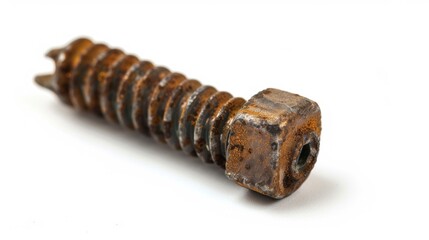 rusty old screw on isolated white background, Material work concept for designer