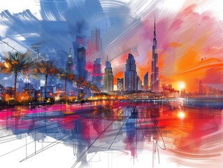 Fototapeta premium Beautiful cityscape illustration