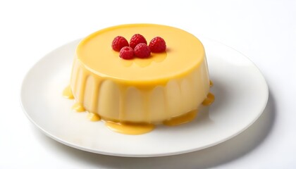 Custard pudding isolated on white Background Generative Ai 